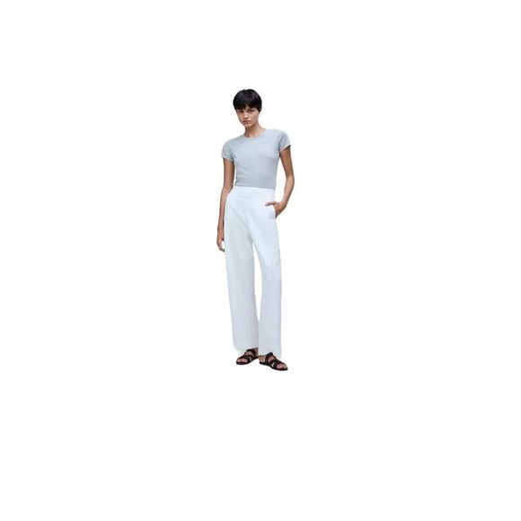 Madewell Pull-On Straight Crop Pant Womens Size 6 White‎ - Picture 1 of 12